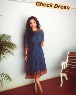 EE-S12175 - Blue &  Pure Cotton Dress