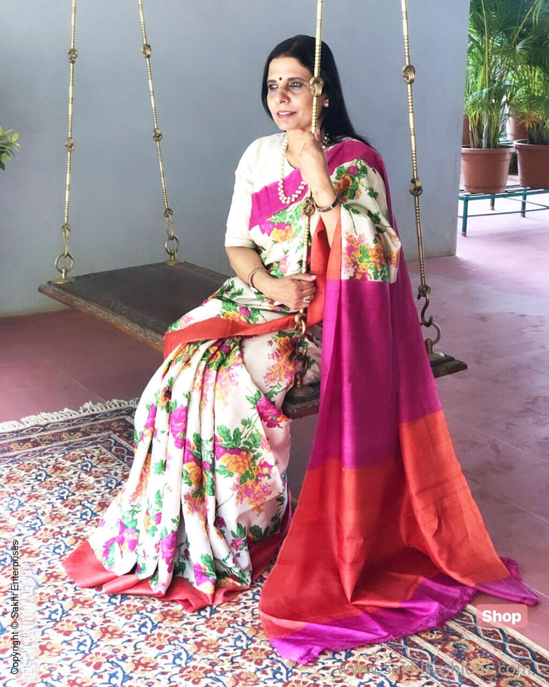 EE-S12404 Floral Tussar saree
