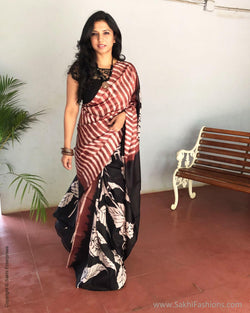 EE-S12476 Brown Batik Saree