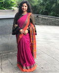EE-S12545 - Pink pure Cotton saree