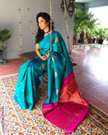EE-S13009 - Blue & Pink Pure Kanchivaram Silk Saree