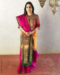 EE-S13345 - Mustard & pink pure Kanchivaram silk saree