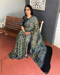 EE-S13751 Blue Ajrakh Saree