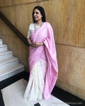 EE-S14019 - Pink &  Dori Tussar Saree