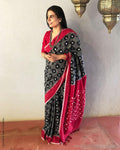 EE-S14135 - Black & white Cotton saree