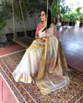 EE-S14164 - Cream pure Kota silk saree