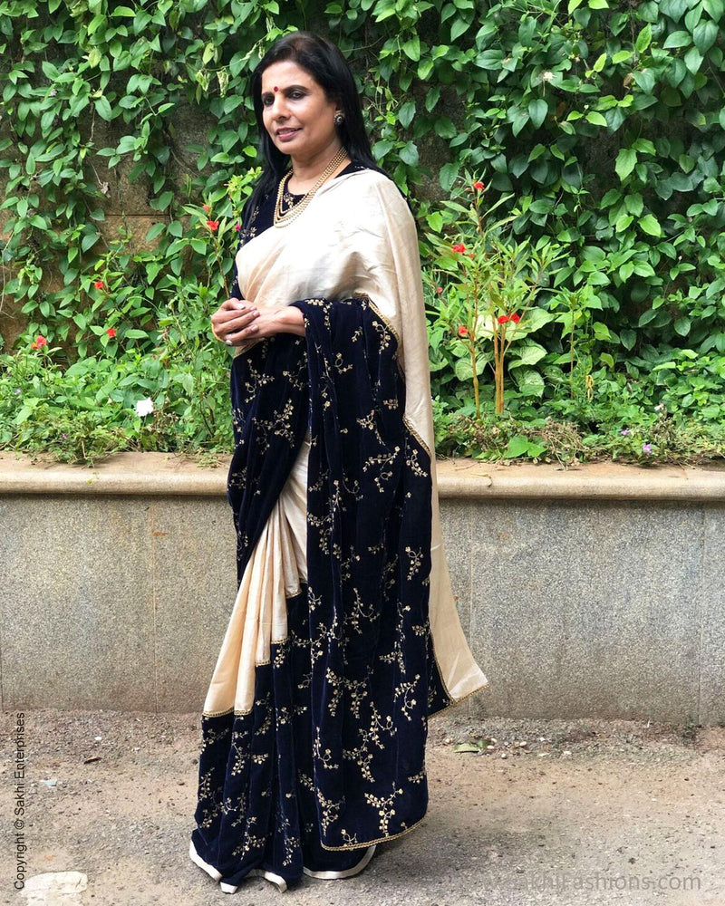 EE-S14472 - Beige pure Tussar saree