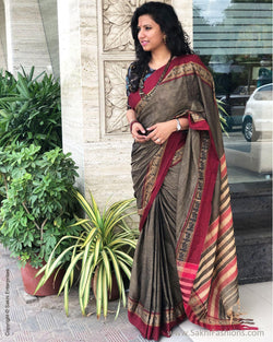 EE-S14703 - Grey Cotton saree