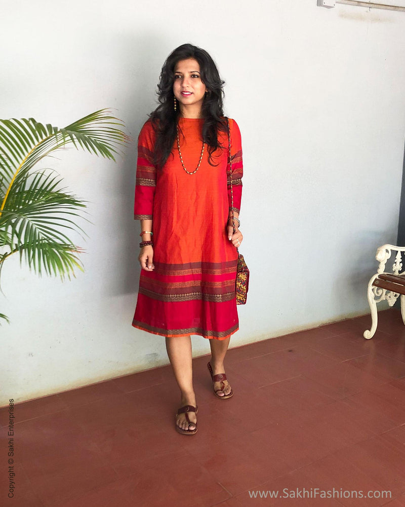 EE-S14824 - Orange &  Cotton Dress