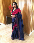 EE-S14832 - Blue & maroon pure Kanchivaram silk saree
