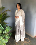 EE-S16350 Grey Cotton Saree