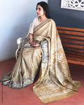 EE-S16355 - Mustard &  Pure Tussar Saree