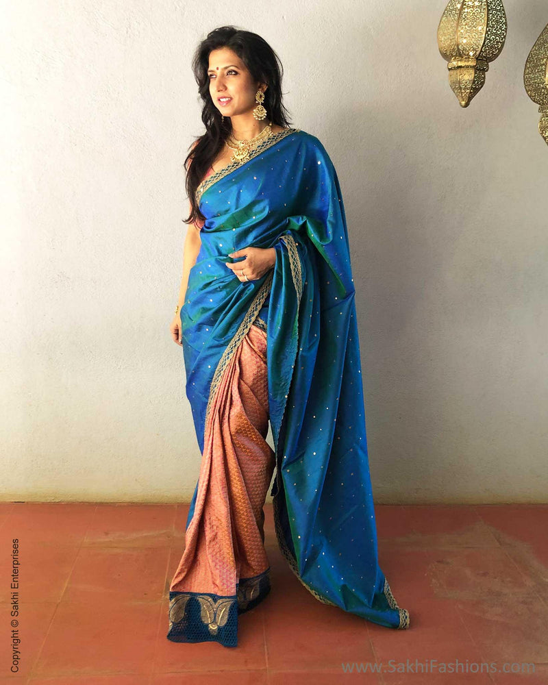 EE-S16710 - Blue &  Pure Kanchivaram Silk  Saree