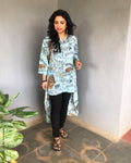 EE-S17473 Blue Kalam Top & Dhothi
