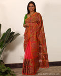 EEP-1234 - Peach & Multi Pure Organza Silk Saree