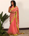 EEP-22324 - Peach & Pink Pure Silk Saree