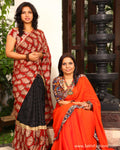 EEP-L1G - Orange & Multi Pure Silk Saree