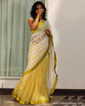EEP-X4492 - Yellow & Cream Net Saree