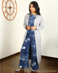 EEQ-1946 - Blue & White Pure Cotton Jumpsuit