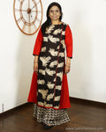 EEQ-3079 - Red & Black Silk& Cotton Kurtha
