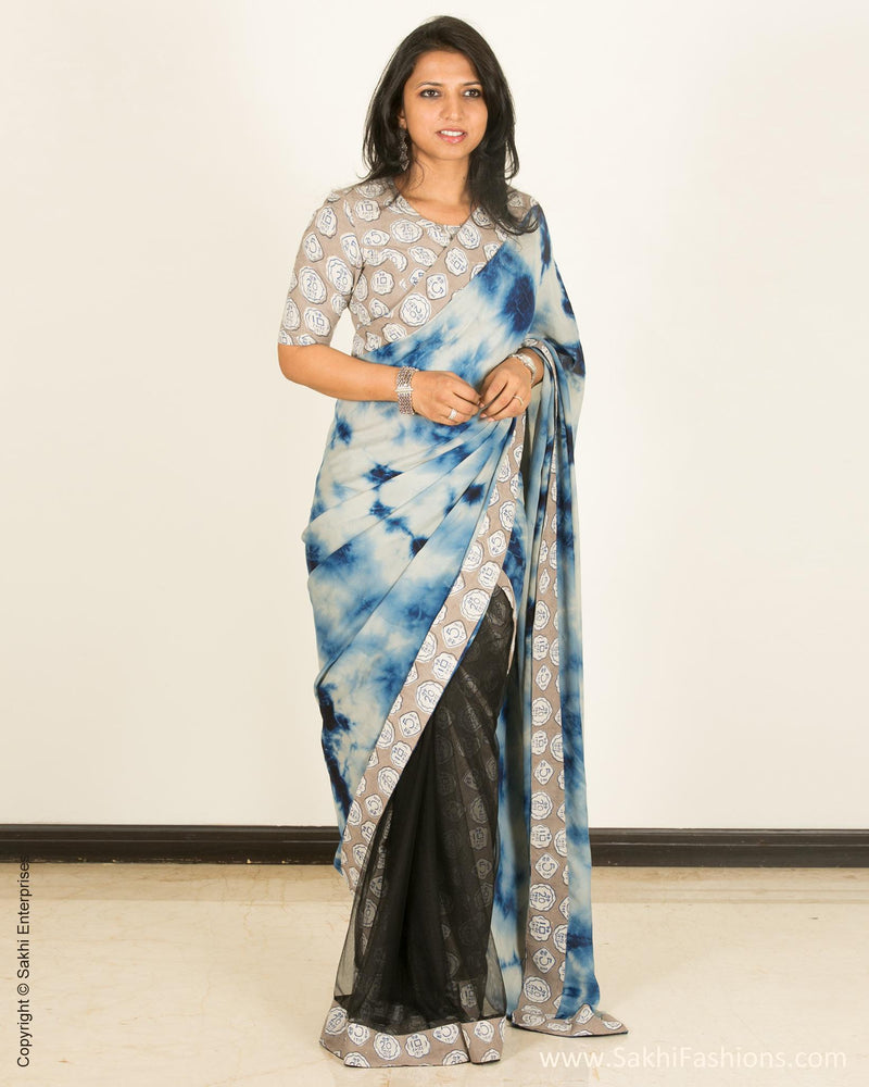 EEQ-4299 - Blue & Black petticoat Saree