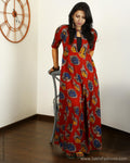 EEQ-8859 - Red & Multi Pure Cotton Kurtha