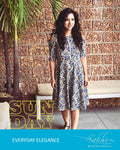 EEQ-9523 - Blue & Grey Pure Cotton Dress