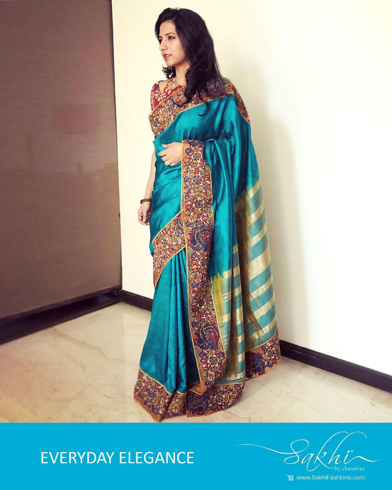 EER-558 - Green & Beige Pure Kanchivaram Silk Saree