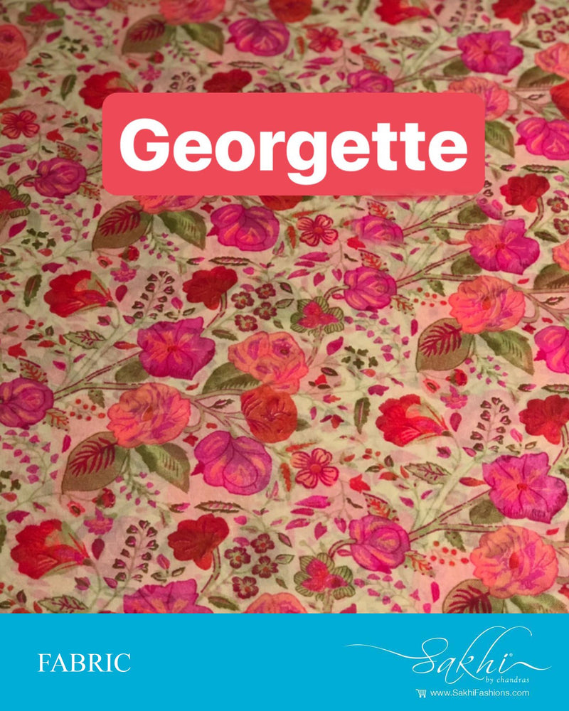 FB-Q15809 - Pink &  Georgette Fabric
