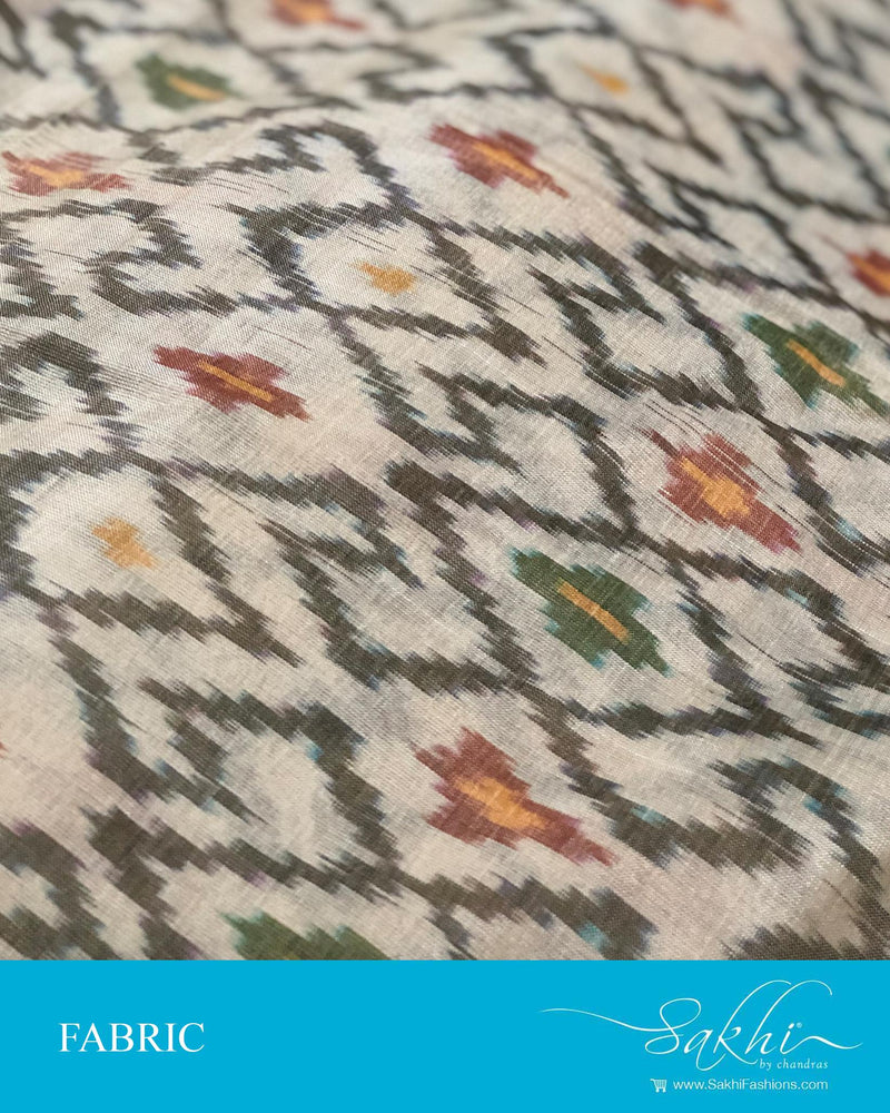 FB-Q16206 - Beige &  Ikath Design Fabric