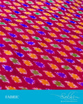 FB-Q18044 - Red &  Ikath Design Fabric