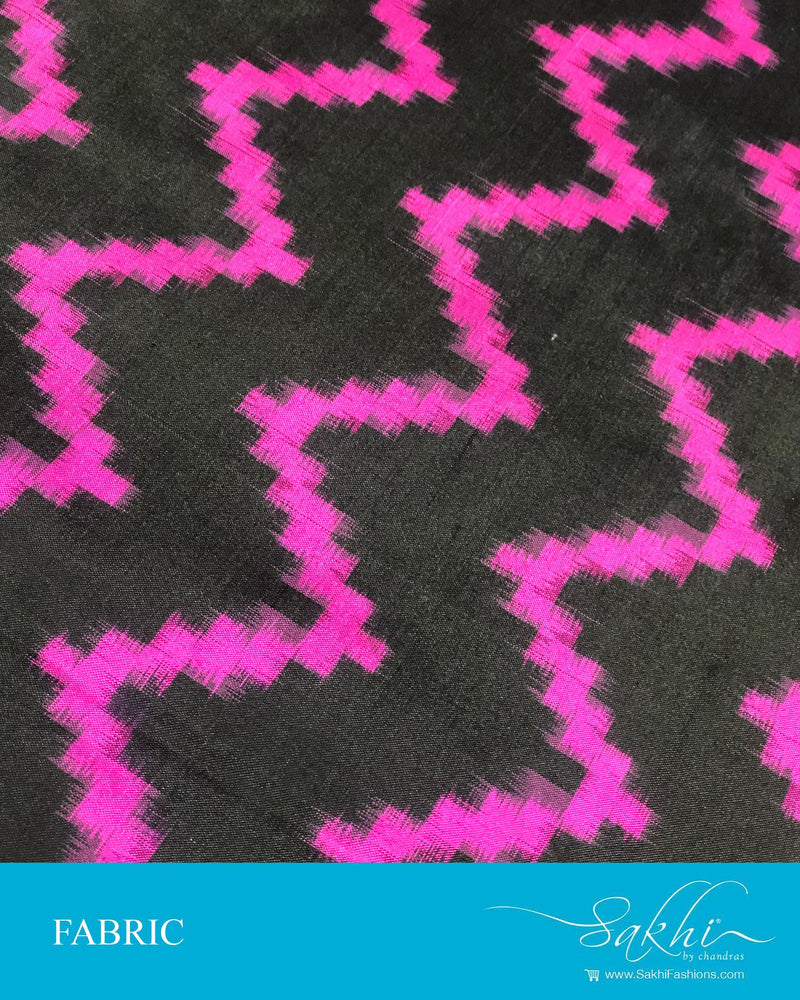 FB-Q23571 - Black & Pink Silk Fabric