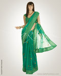 BGM-20008 Green & Gold Net Saree