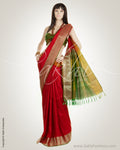 Red & Green Pure Uppada Silk  Saree