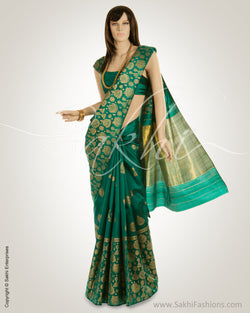 Green & Gold Pure Silk Saree