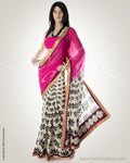 GC-0012 Pink & Black Faux Georgette Saree