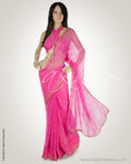 GC-0015 Pink & Silver Pure Georgette Saree