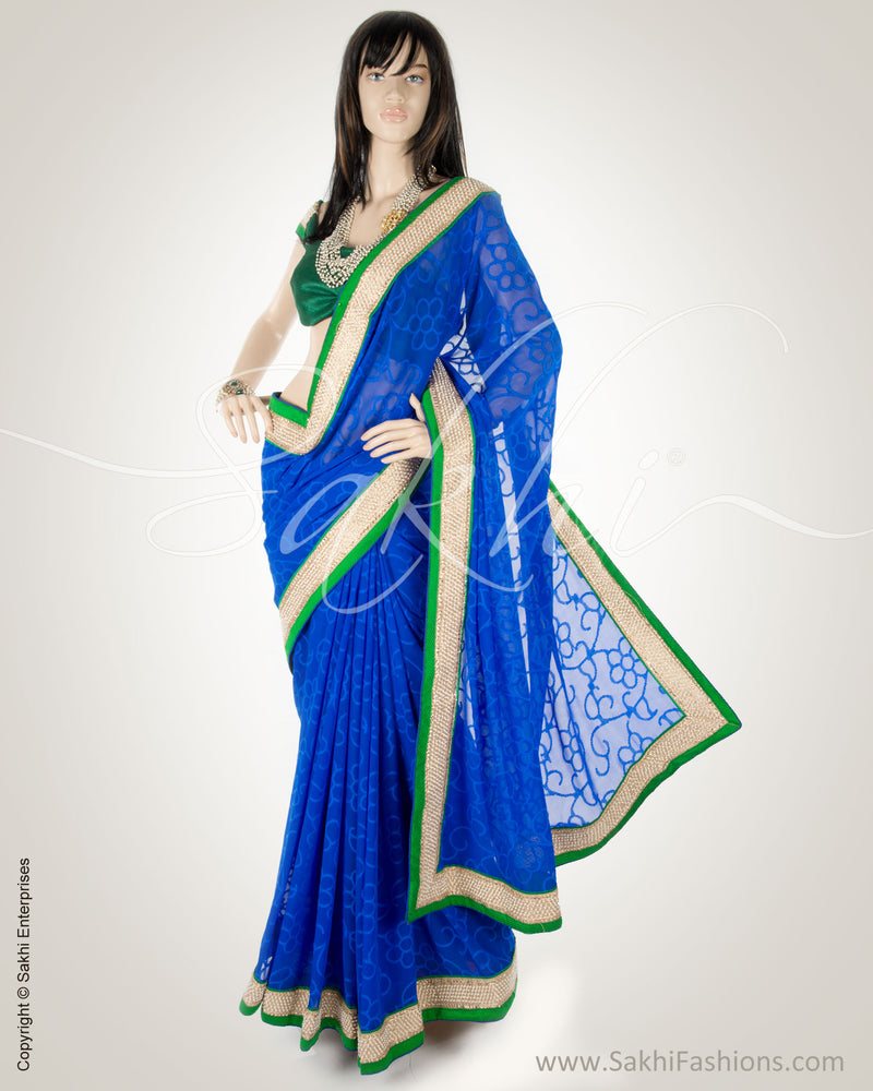 GC-0021 Blue & Green Georgette Silk Saree