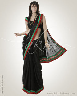 BGGC-0027 Black & Red Crepe Silk Saree