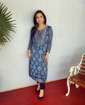 EE-V06577 Ajrak Blue Kurthi
