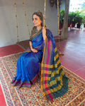 EE-V08568 Peacock Blue Organza sari