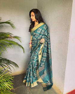 EE-V05588 Green Tussar Sari