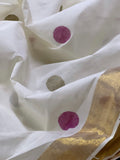DP-V07323 Pink Cotton Polka Sari
