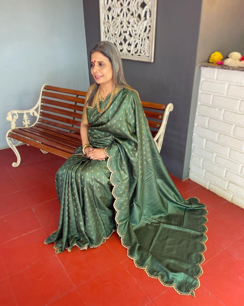 EE-V04513 Tussar CutWork Saree
