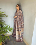 EE-V13456 Ajrakh Linen Saree