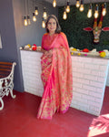 EE-V13752 Peach Organza Sari