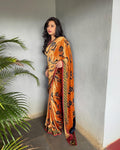 EE-S57290 Velvet Ajrakh Saree
