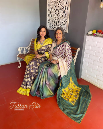 EE-V18689 Floral Tussar Saree