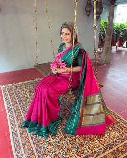 EE-V07595 Pink rawsilk sari