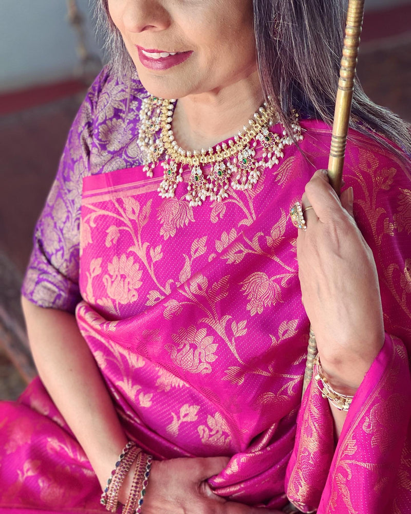 EE-V12722 Rani Pink Kanchi